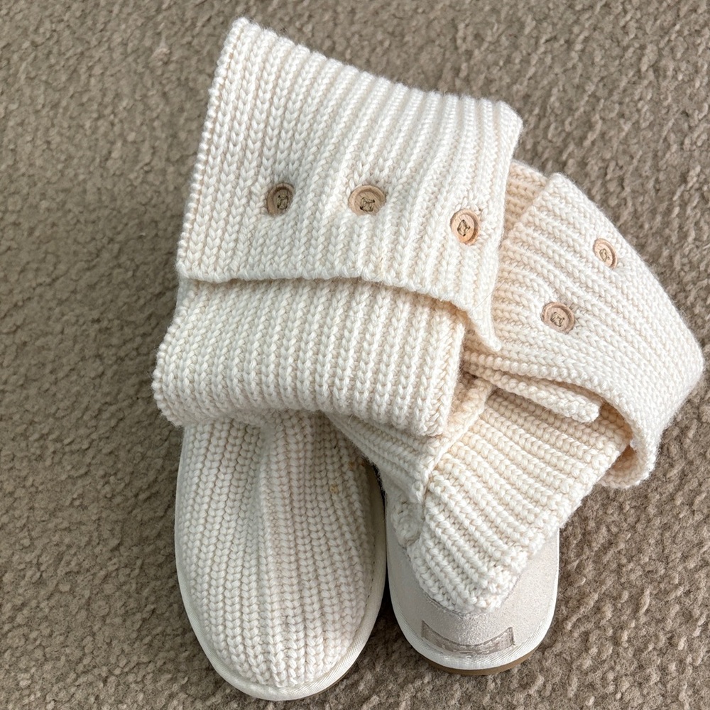 Cozy Cream Knit Buttoned Ugg Australia Booties